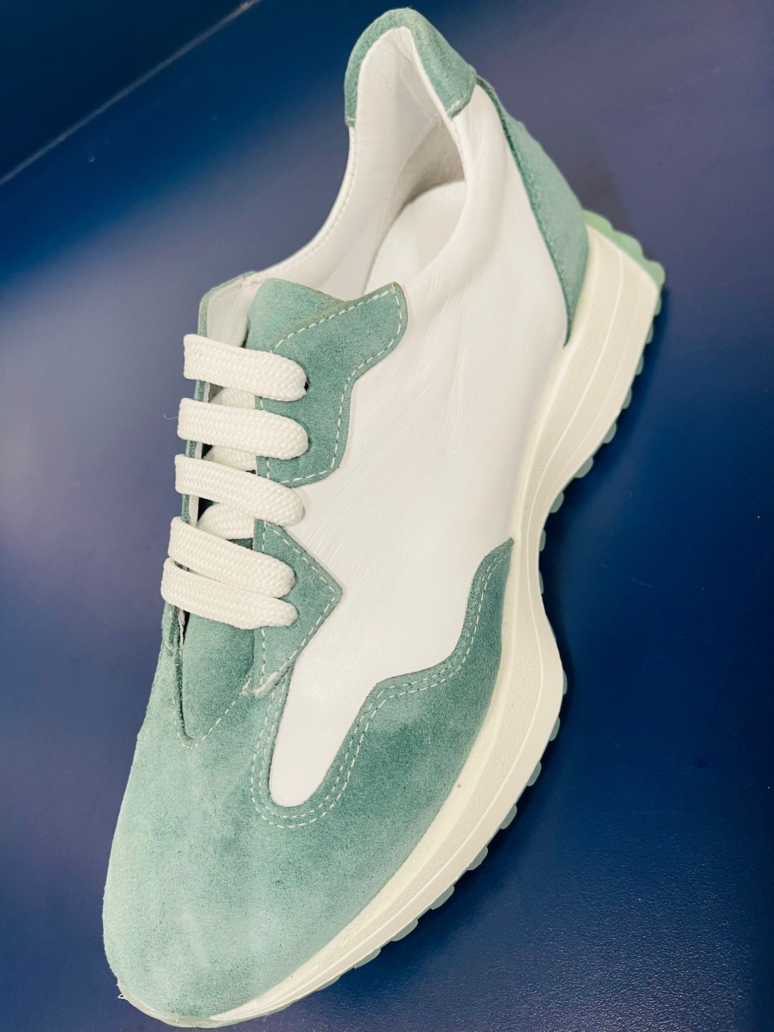 Green And White Sneaker Lace Up