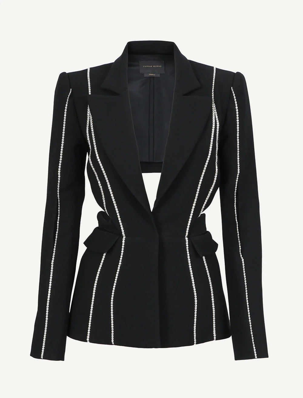 Black Rhinestones Glamour Blazer Pants Set