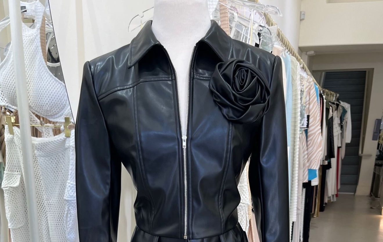 BLACK FAUX LEATHER JACKET