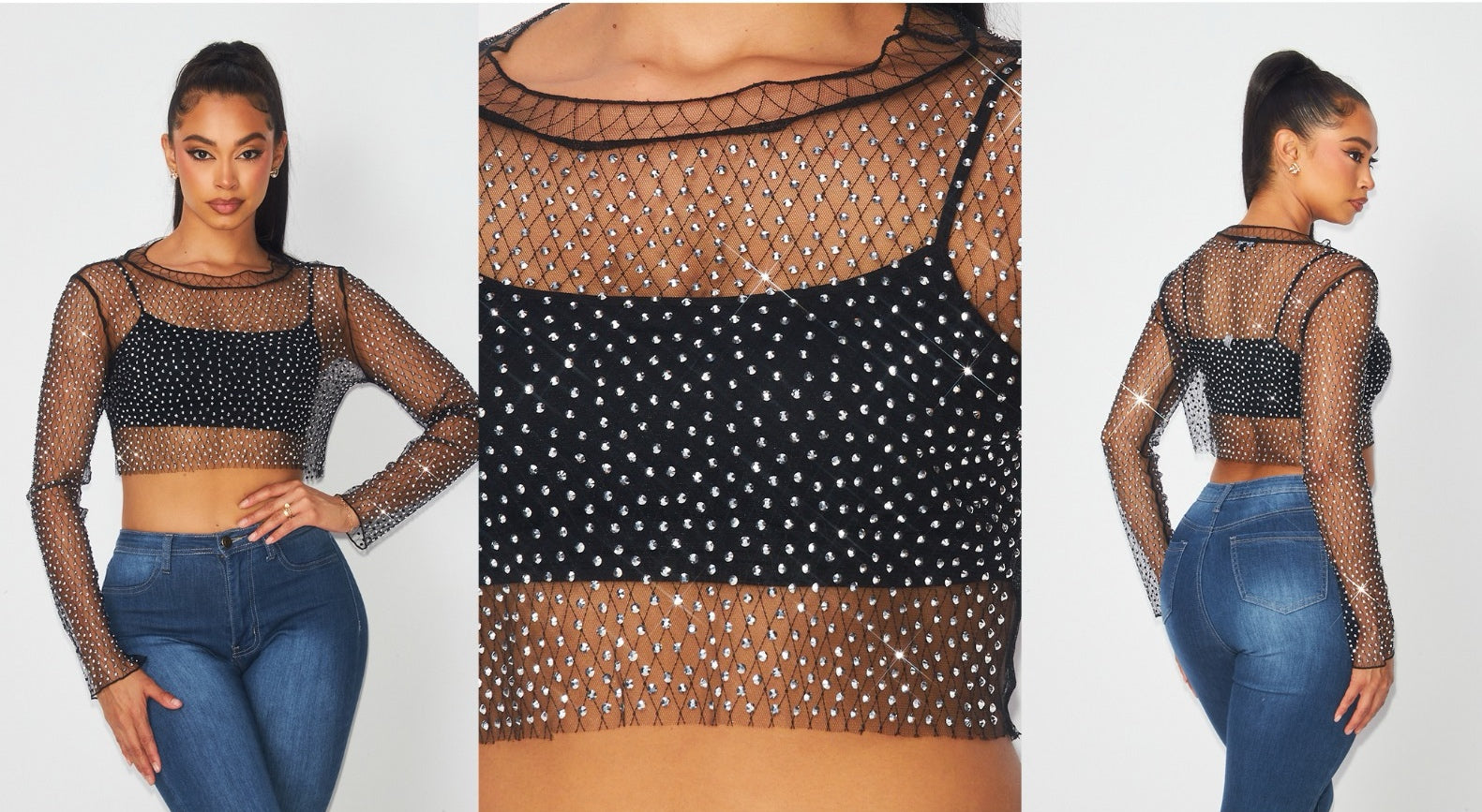 BLACK FINE MESH TOP