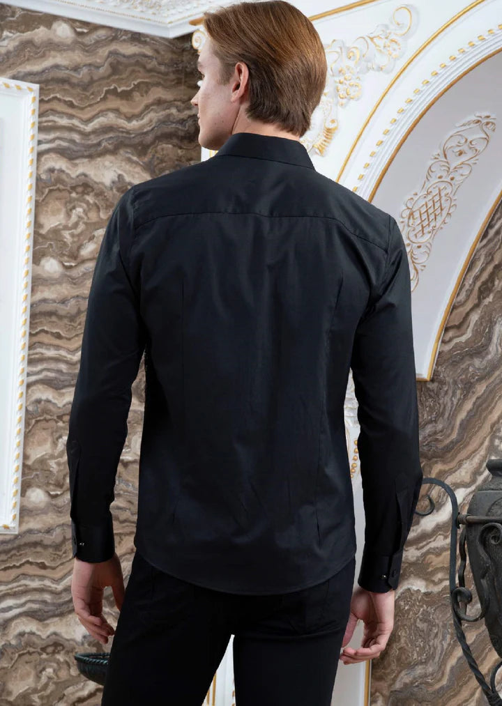 Black Silver Leopard Sequin Shirt