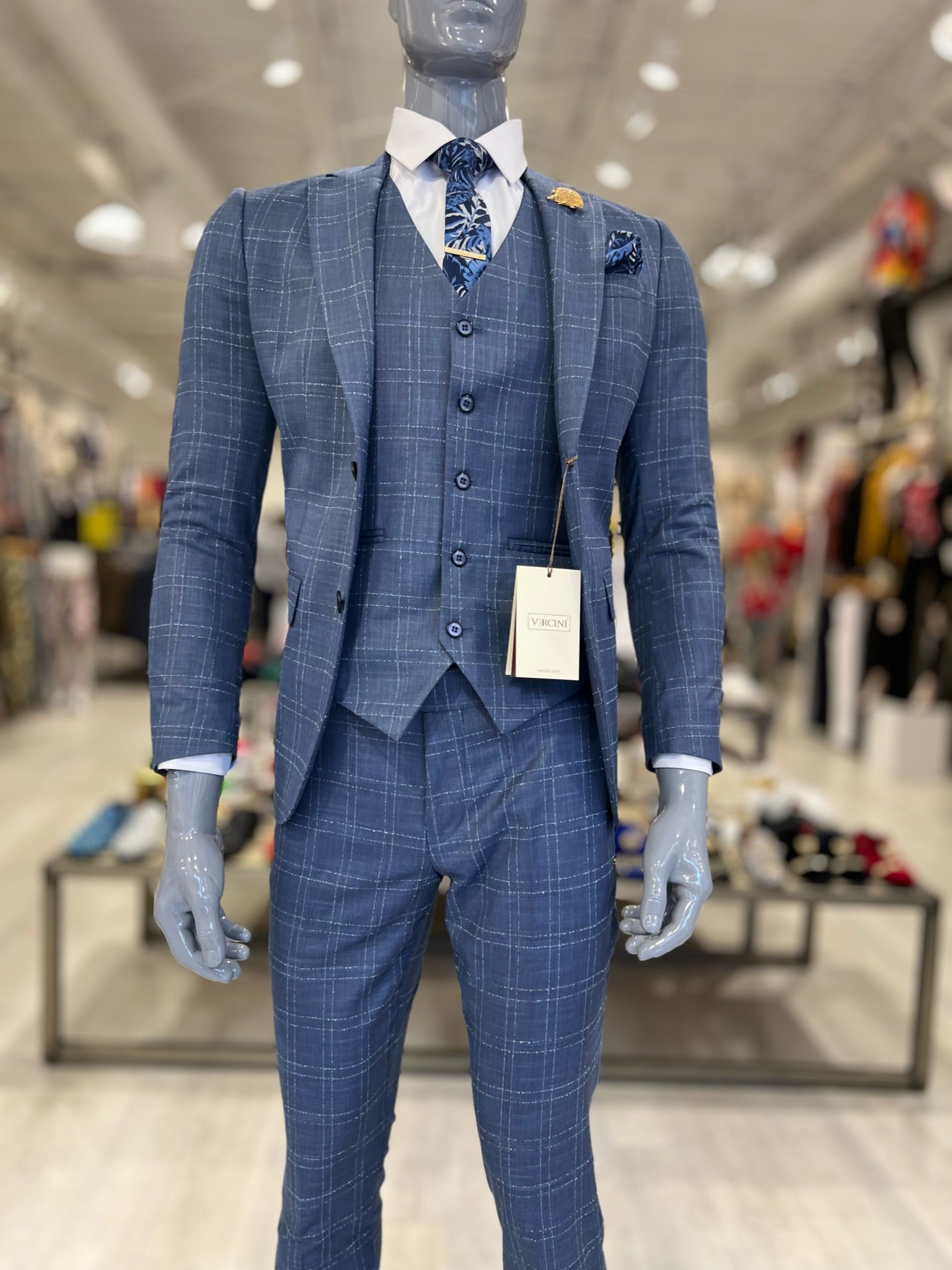 Plaid Slim-Fit Suit 3-Pieces