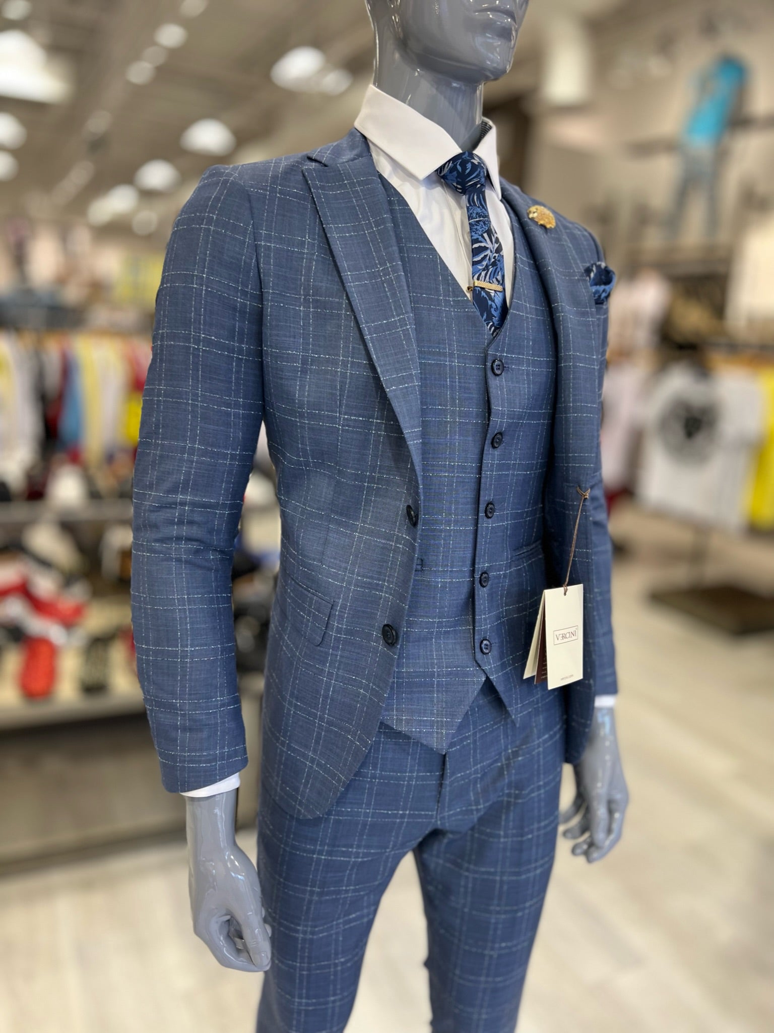 Plaid Slim-Fit Suit 3-Pieces