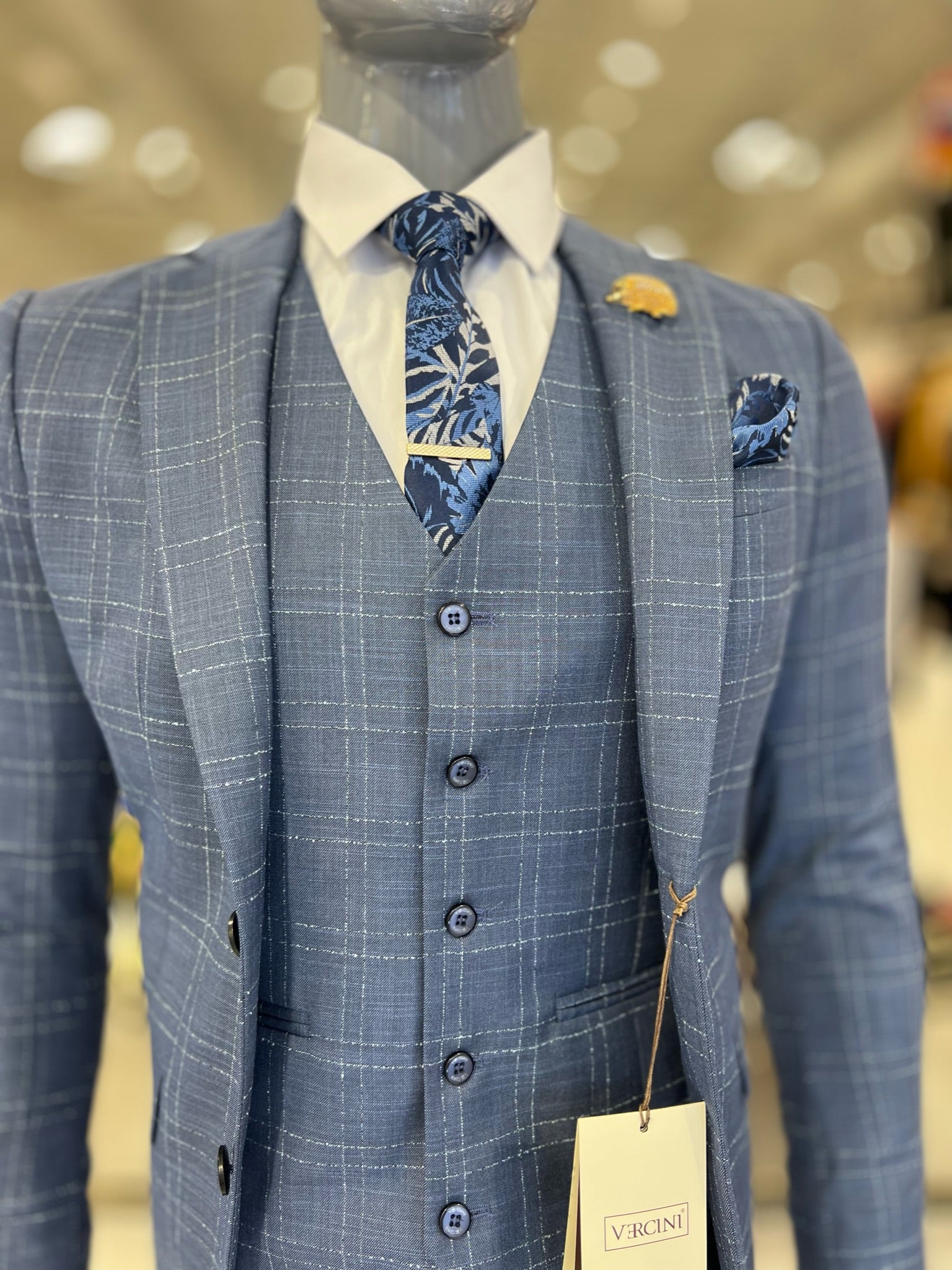 Plaid Slim-Fit Suit 3-Pieces