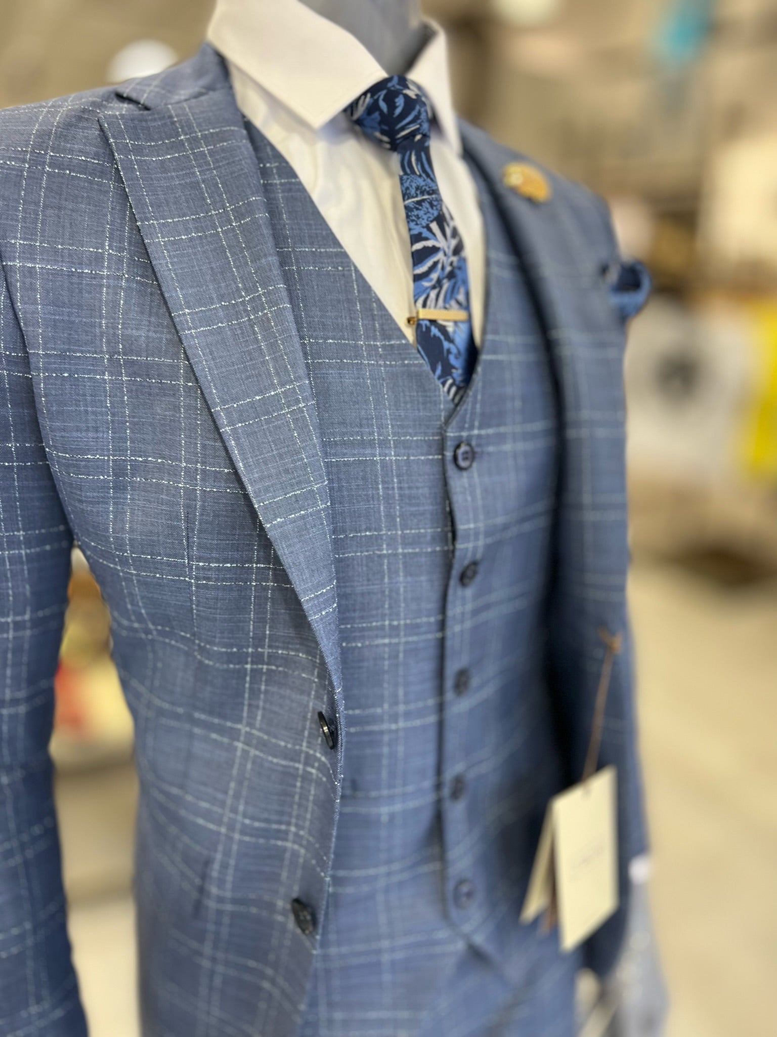 Plaid Slim-Fit Suit 3-Pieces