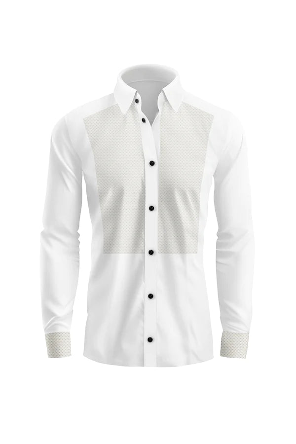 Vercini Pin Dot Embellished Mesh Elegance Dress Shirt