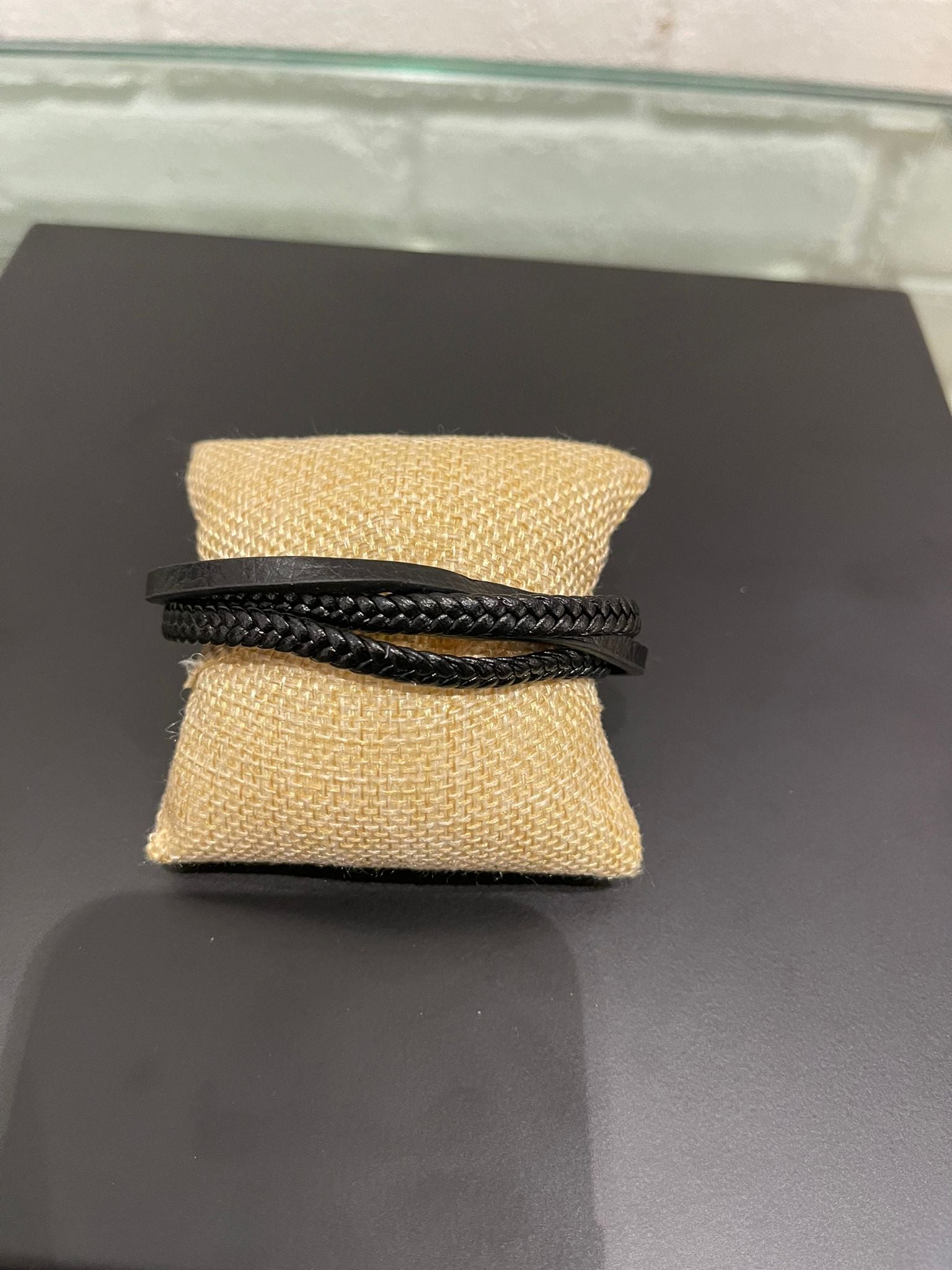 Leather Men Bracelet With Magnetic Clasp