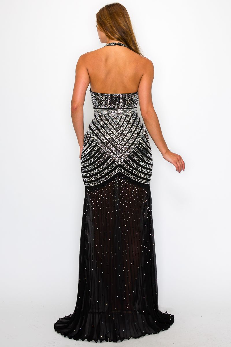Rhinestone Chevron Maxi Dress