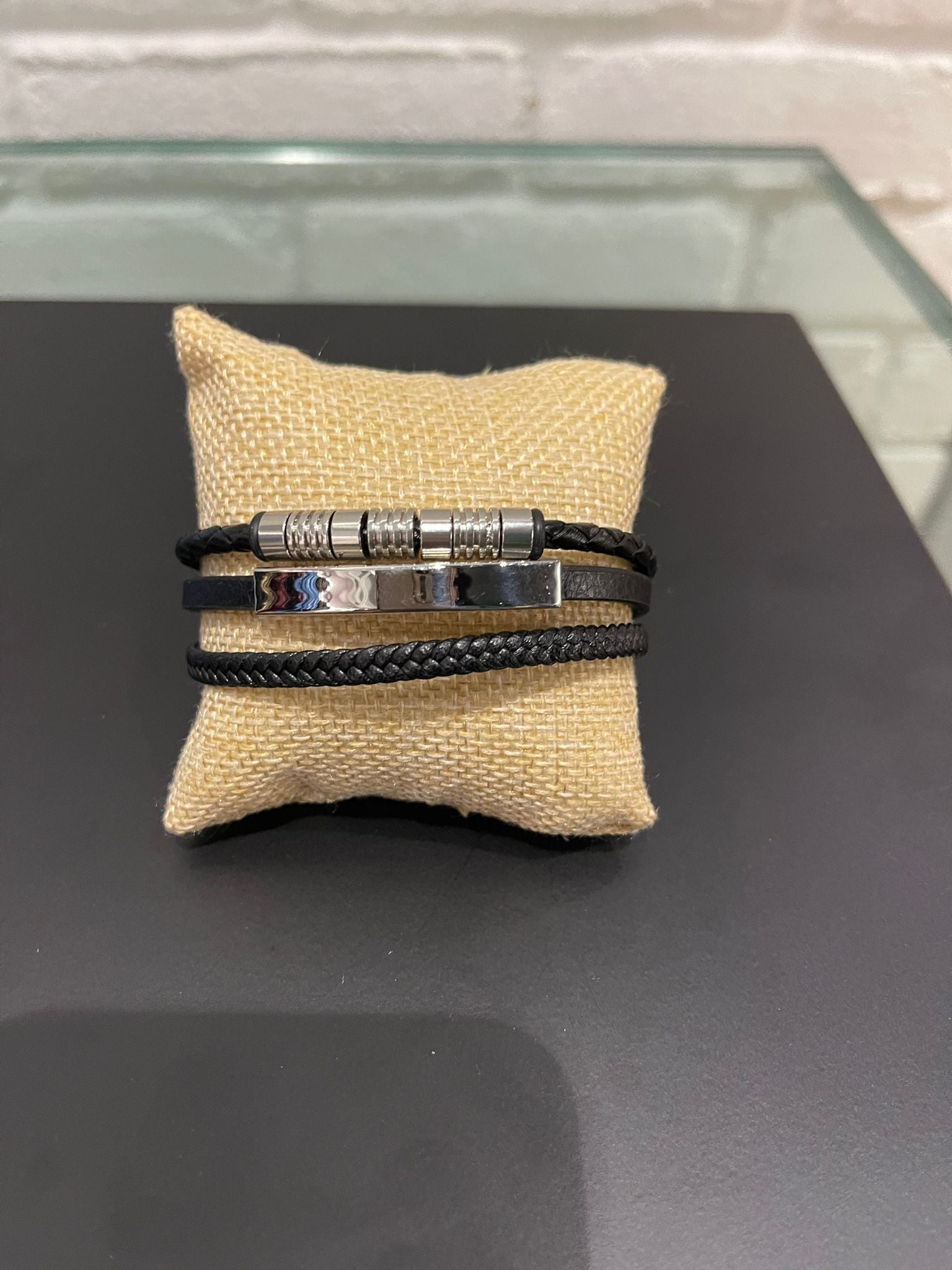 Leather Men Bracelet With Magnetic Clasp