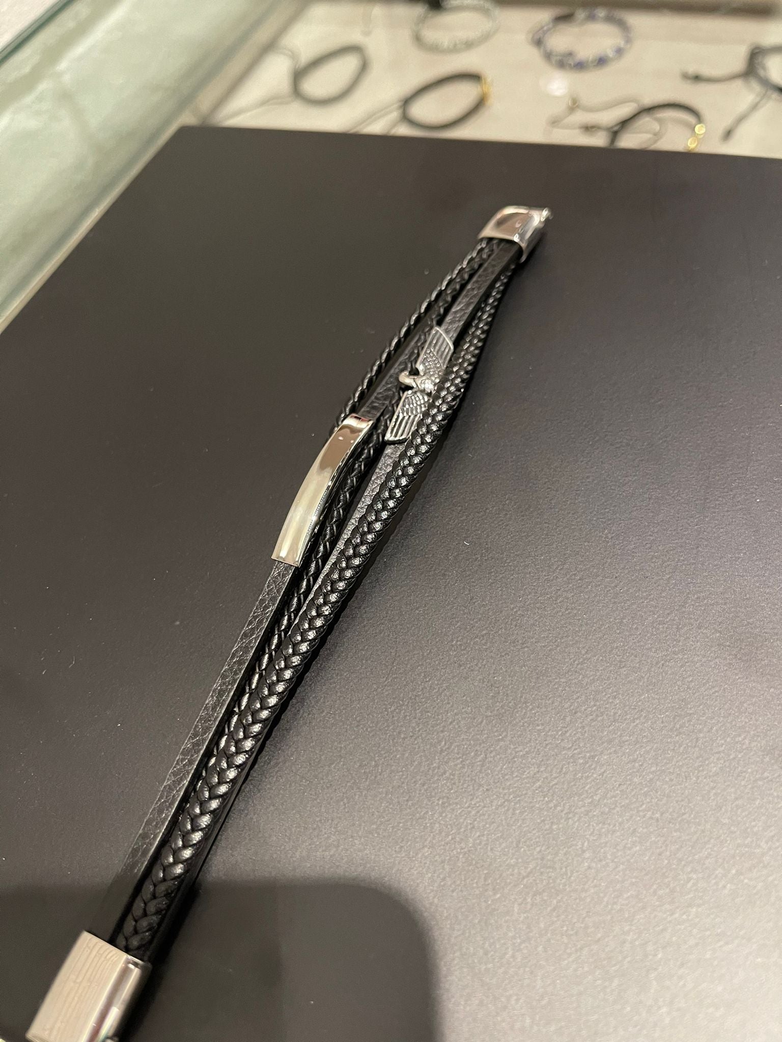 Leather Men Bracelet With Magnetic Clasp