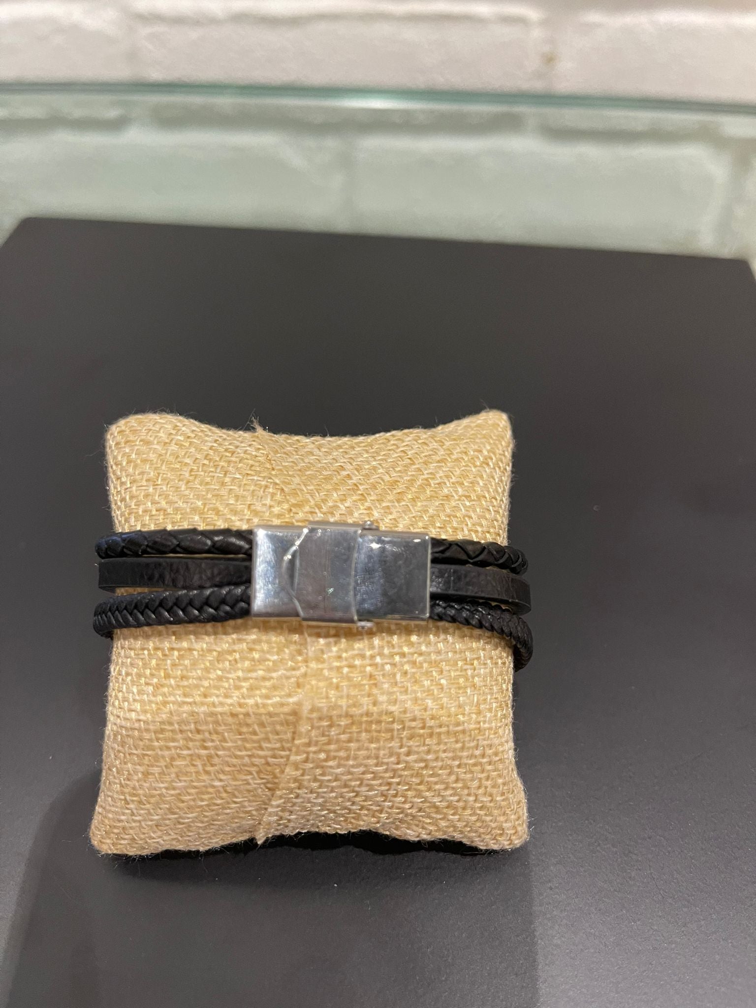 Leather Men Bracelet With Magnetic Clasp