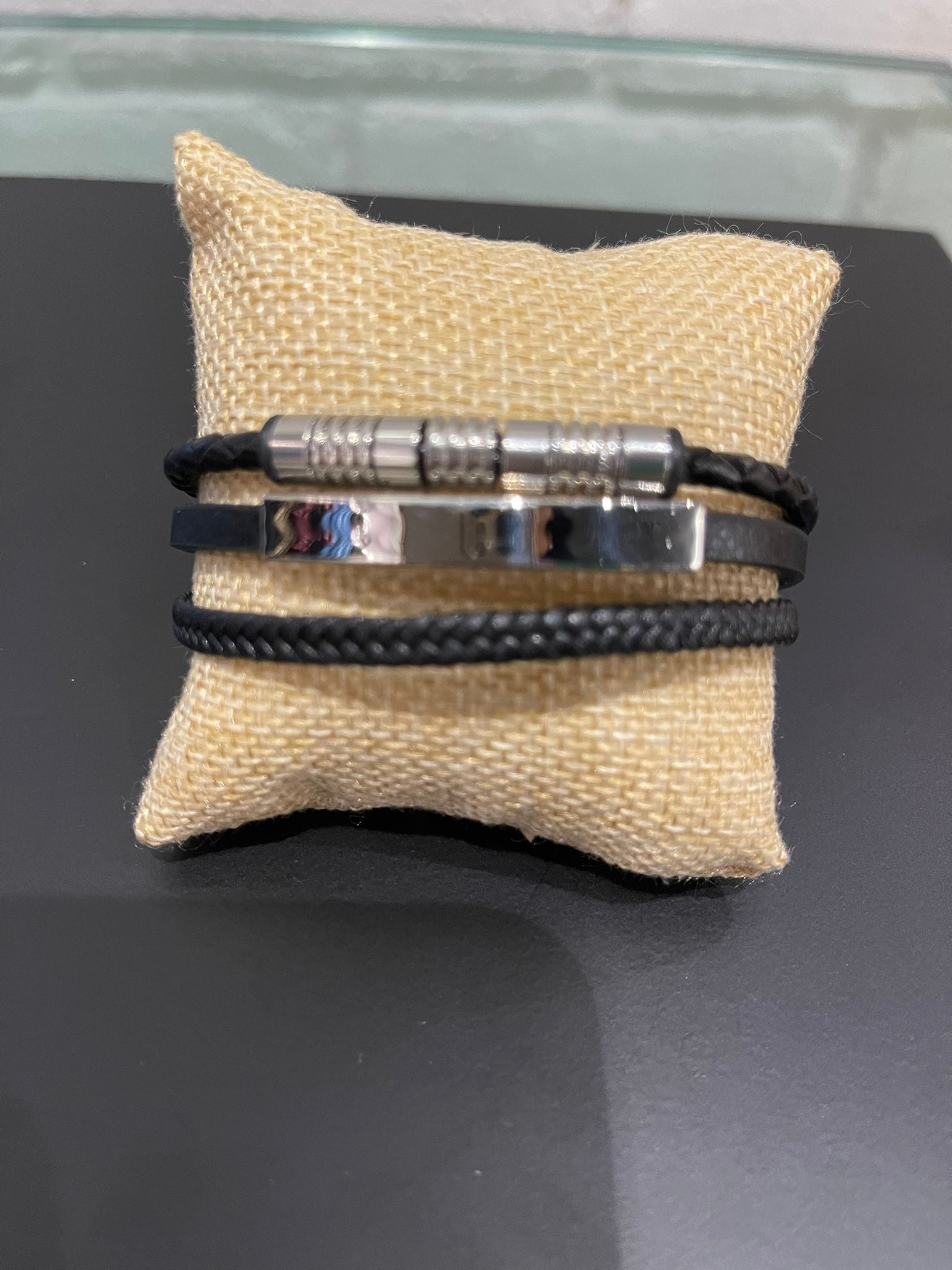Leather Men Bracelet With Magnetic Clasp