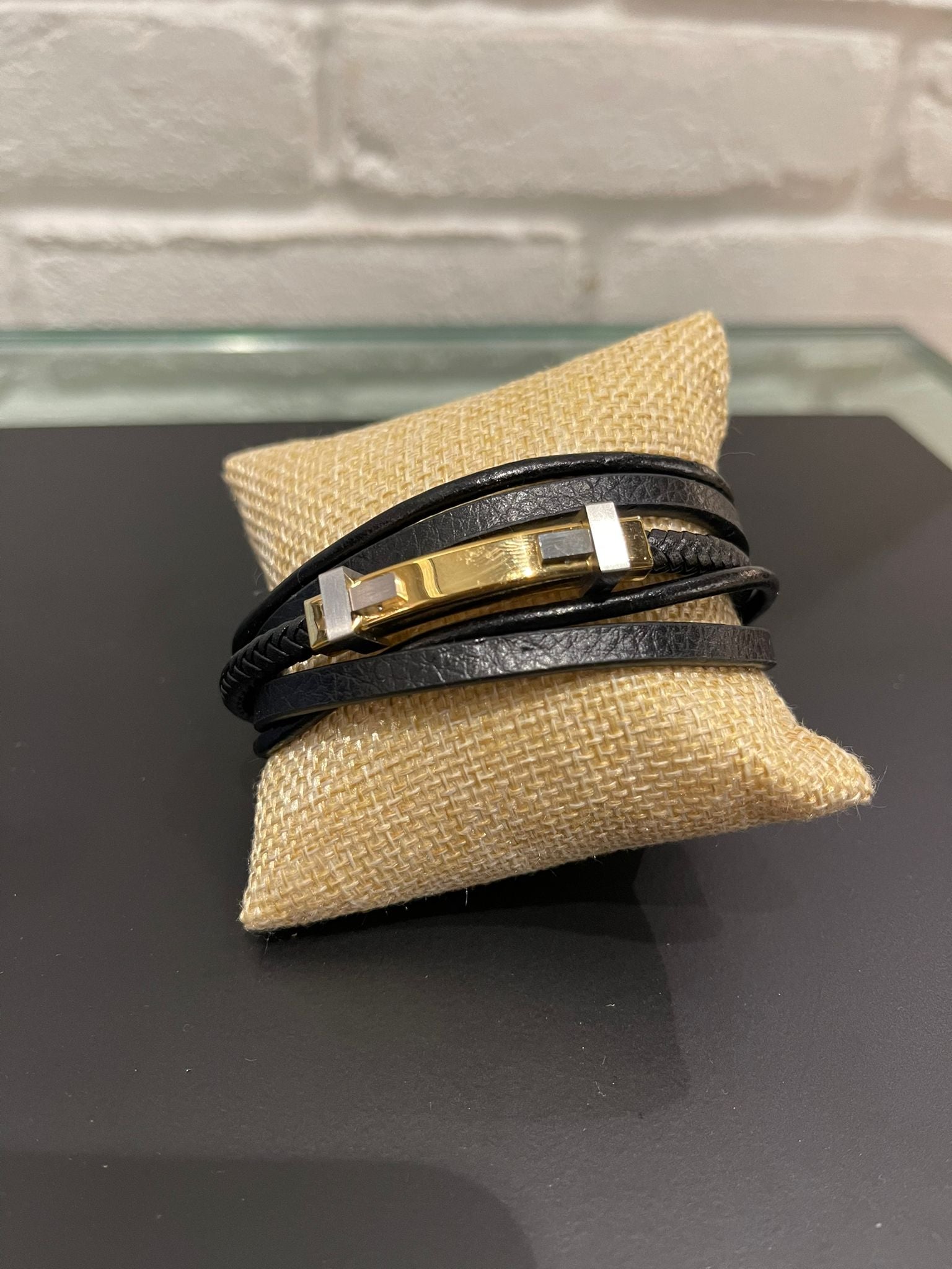 Leather Men Bracelet With Magnetic Clasp