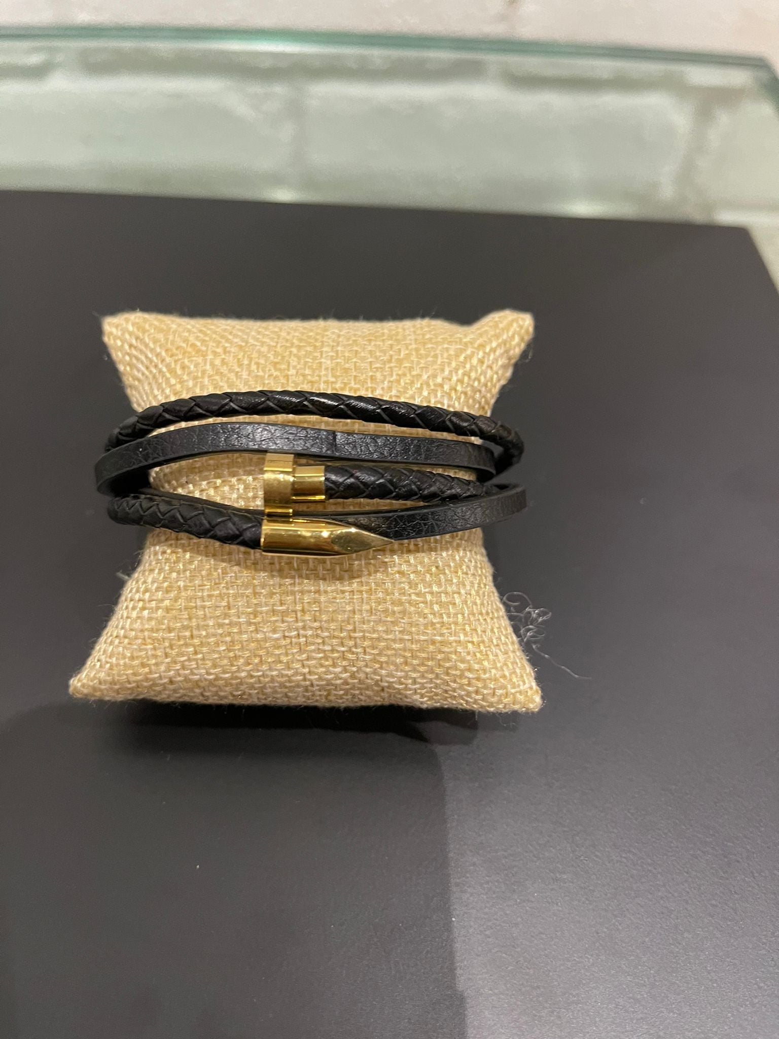Leather Men Bracelet With Magnetic Clasp