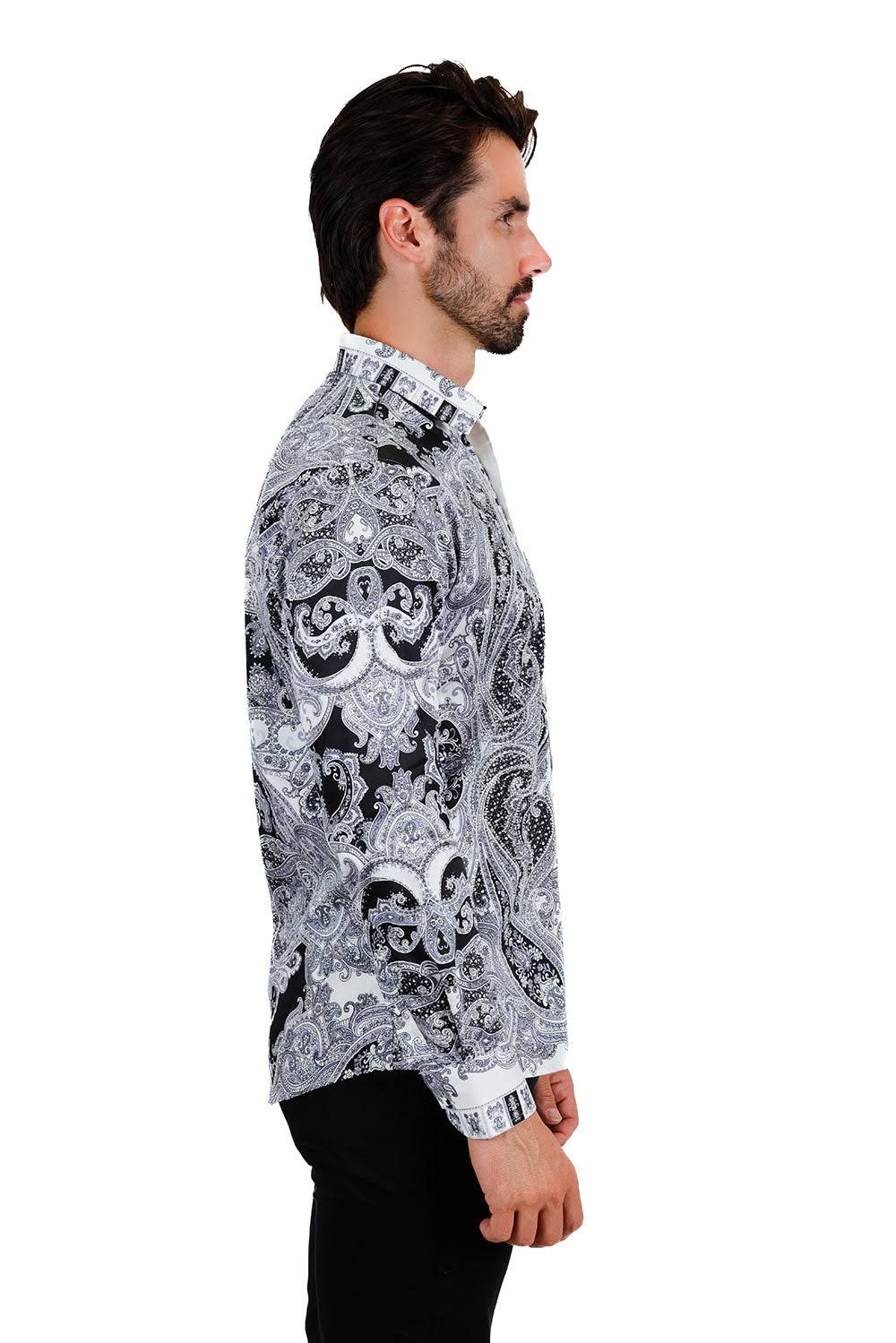 Black paisley shirt
