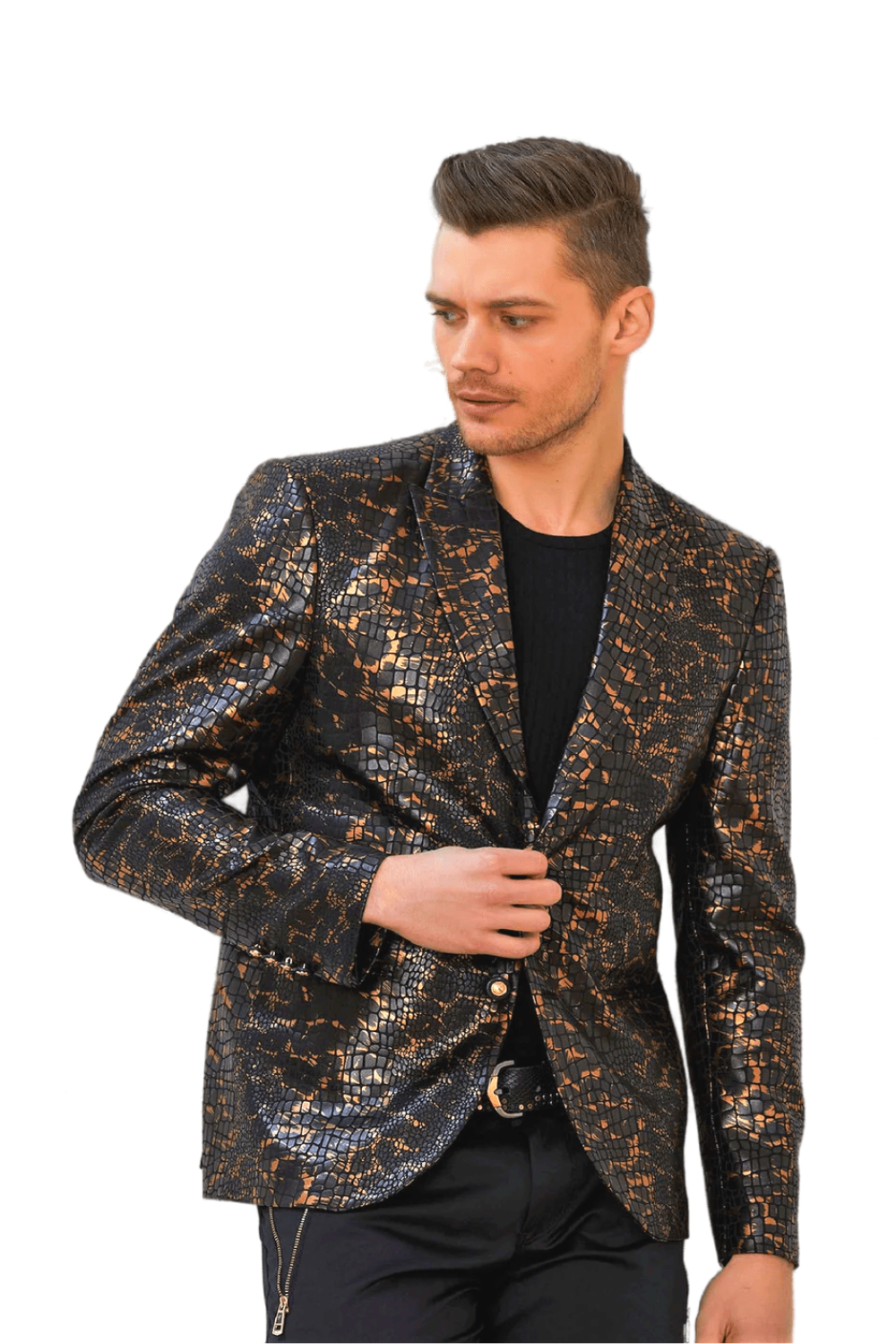 Black Bronze Print Blazer