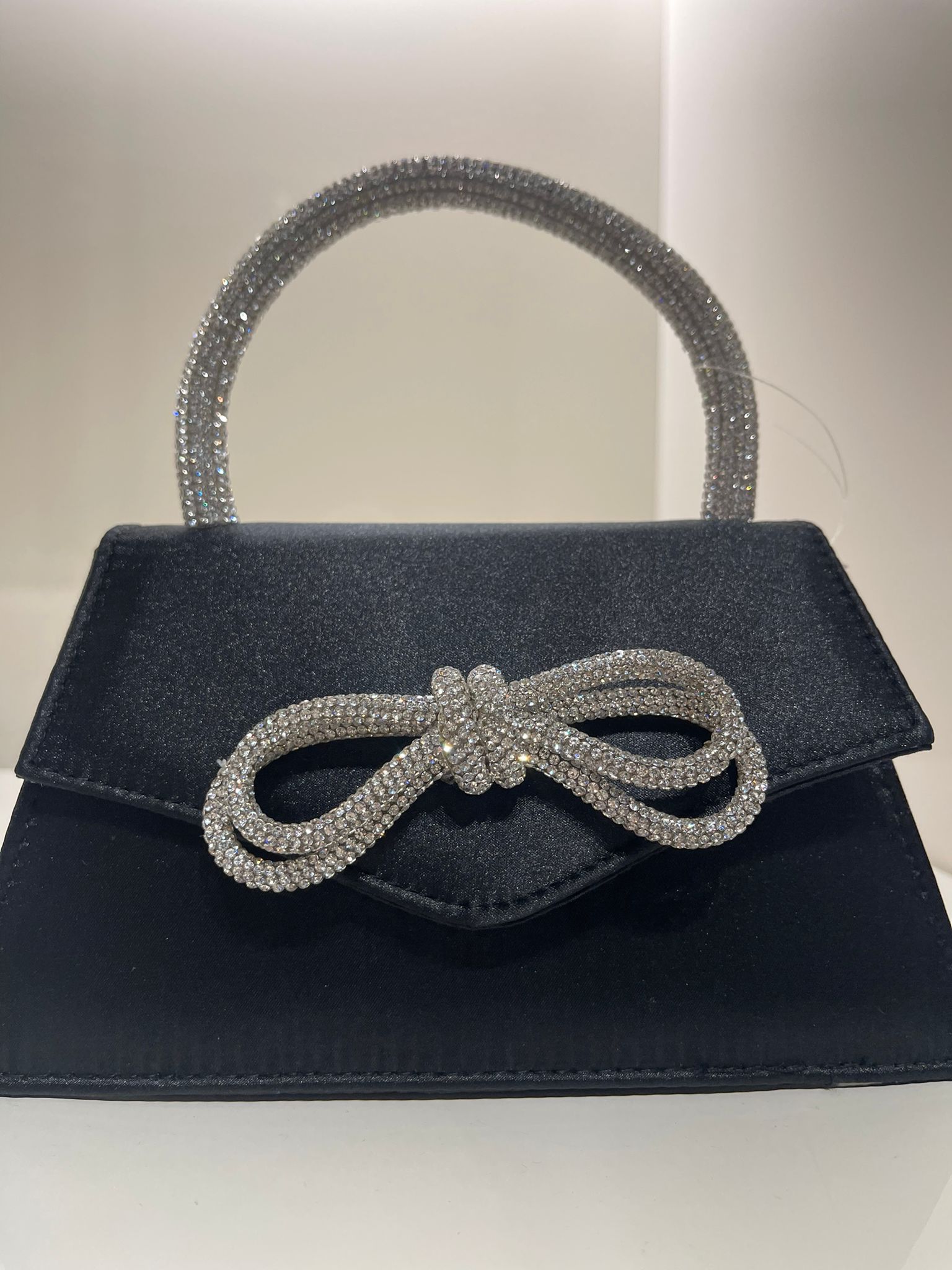 Rhinestone Bow Decor Square Bag