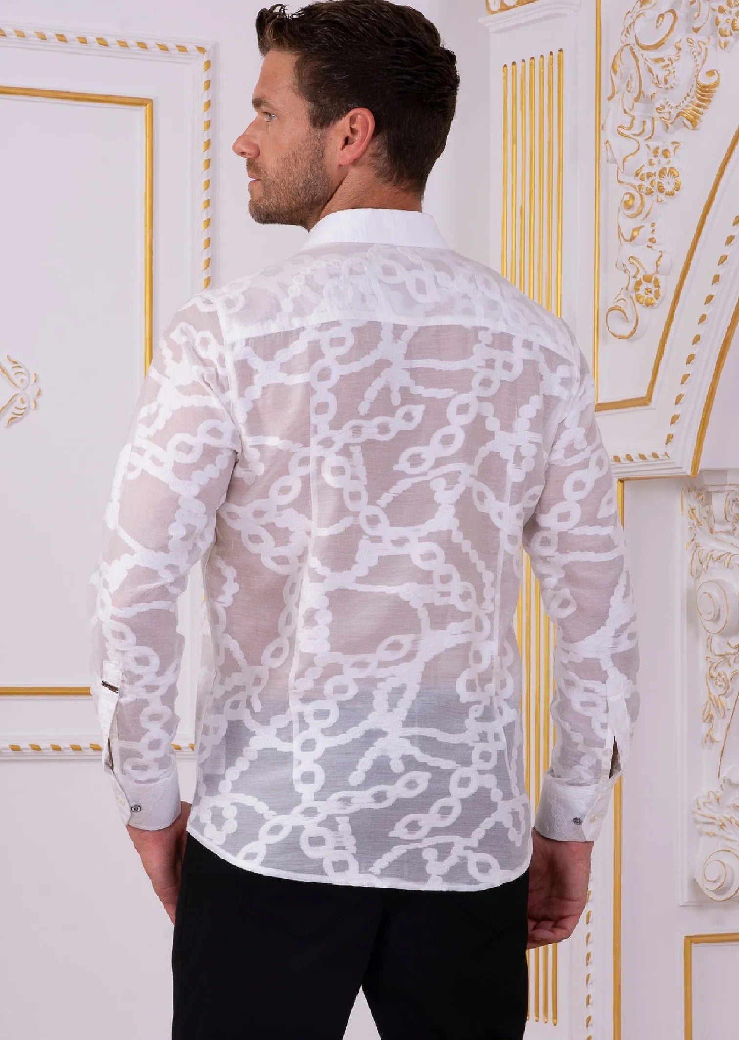 WHITE CHAIN SHEER SHIRT