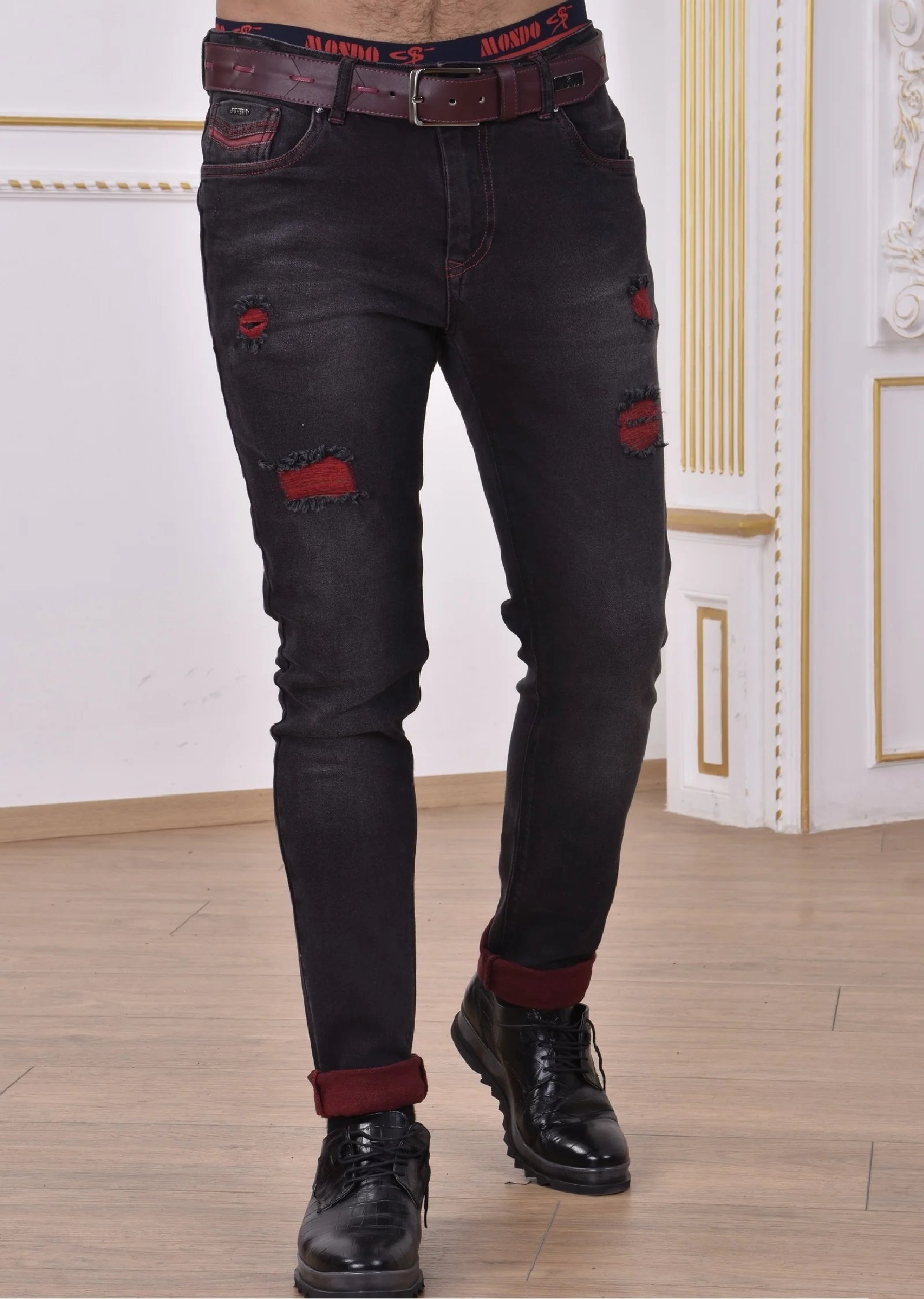 Midnight Red Dark Grey Jeans