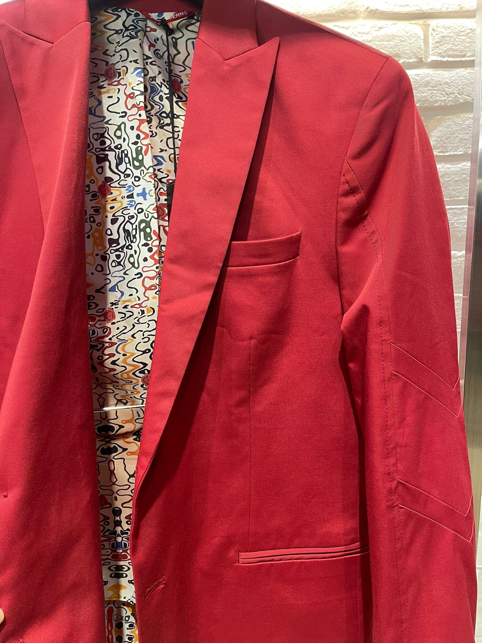 Red Front Zipper Tech Blazer