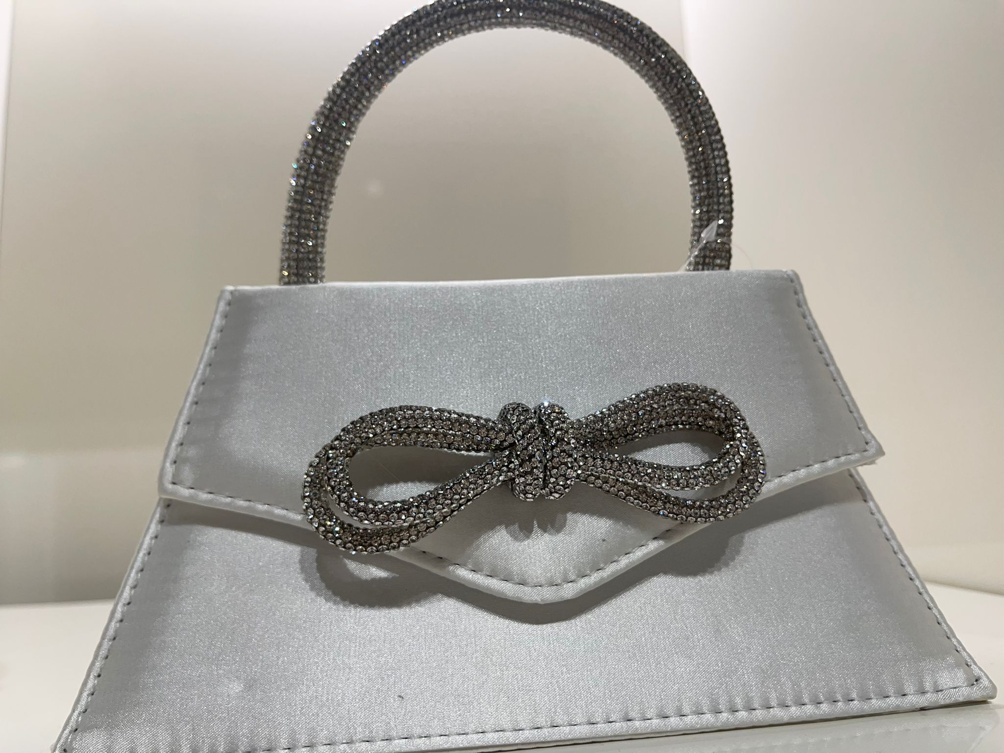 Rhinestone Bow Decor Square Bag