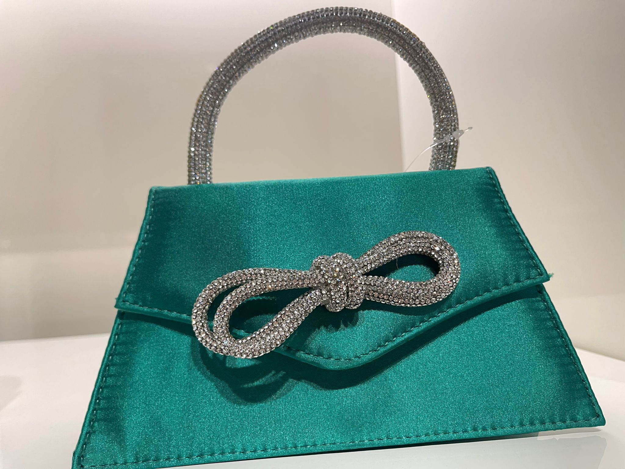 Rhinestone Bow Decor Square Bag