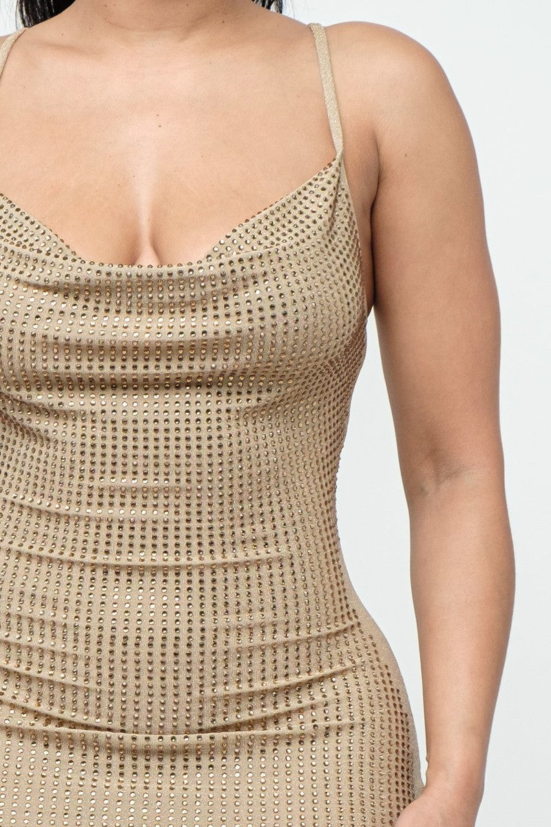 BRING-BRING DRAPE NECK MINI DRESS