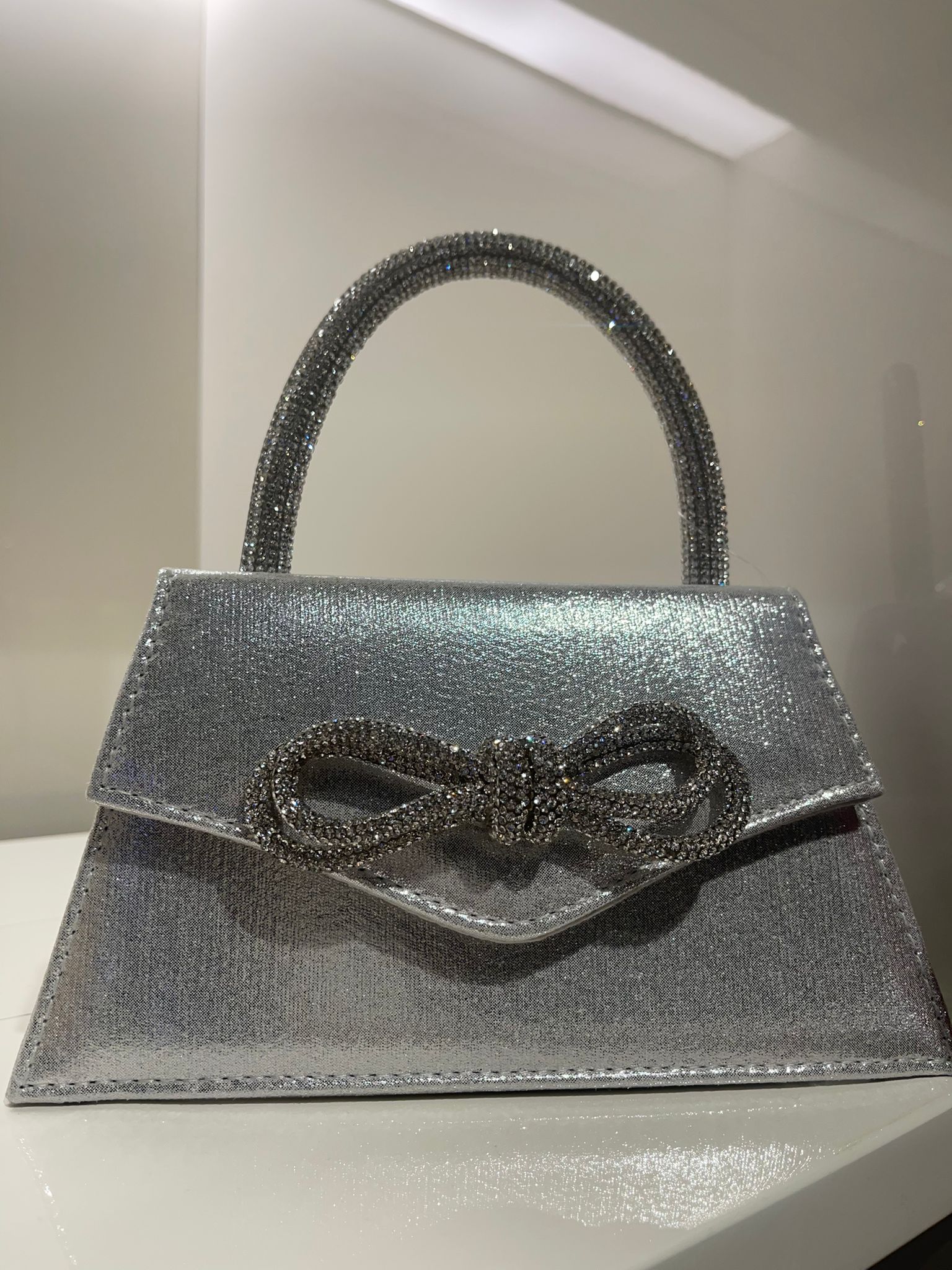 Rhinestone Bow Decor Square Bag