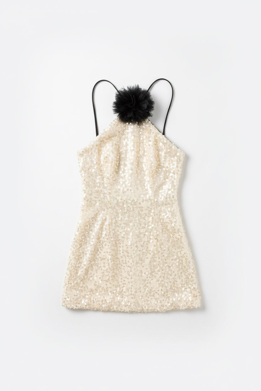 FULL IVORY SEQUINS MINI DRESS