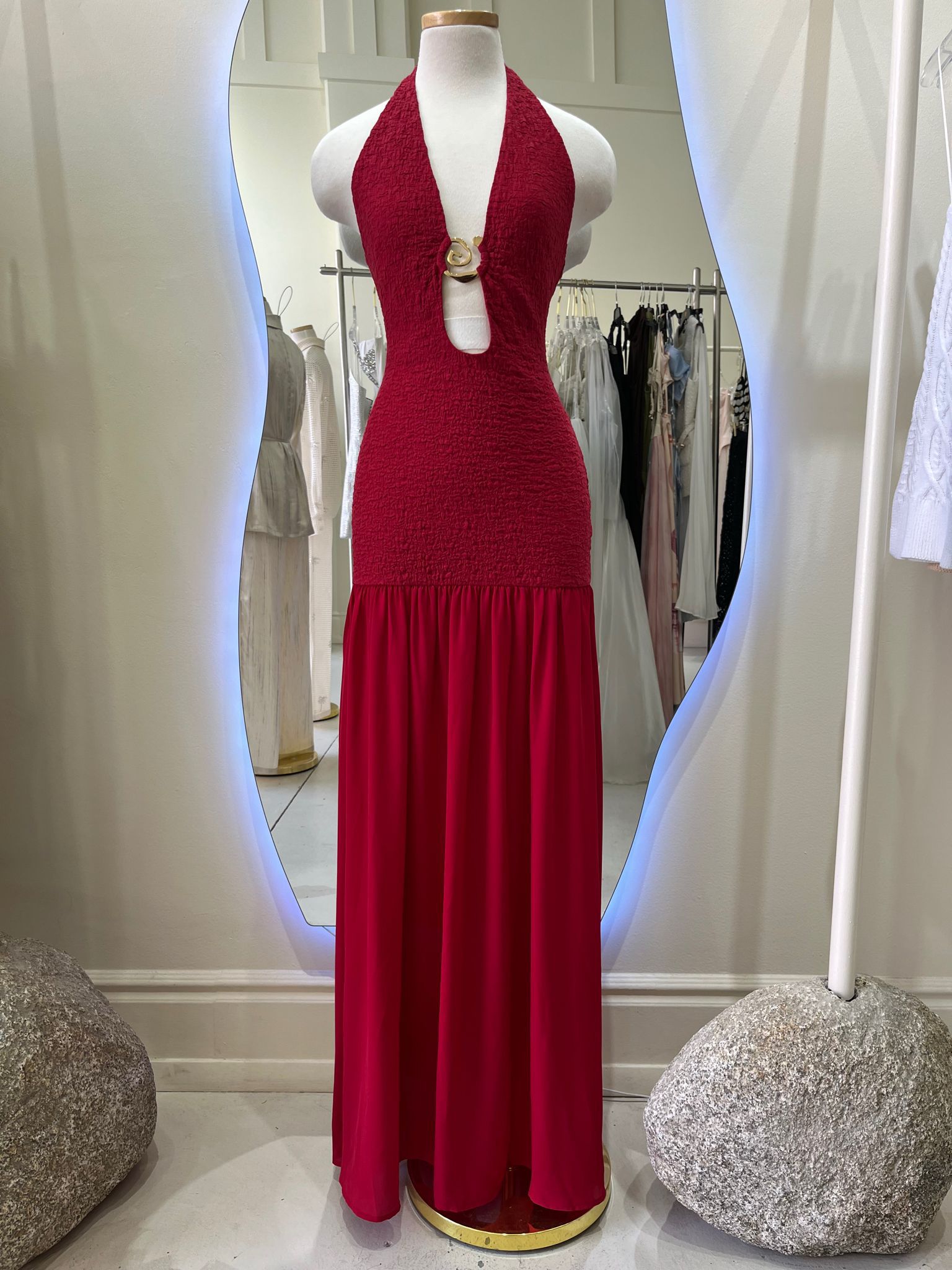 HALTER NECK SILHOUETTE LONG DRESS