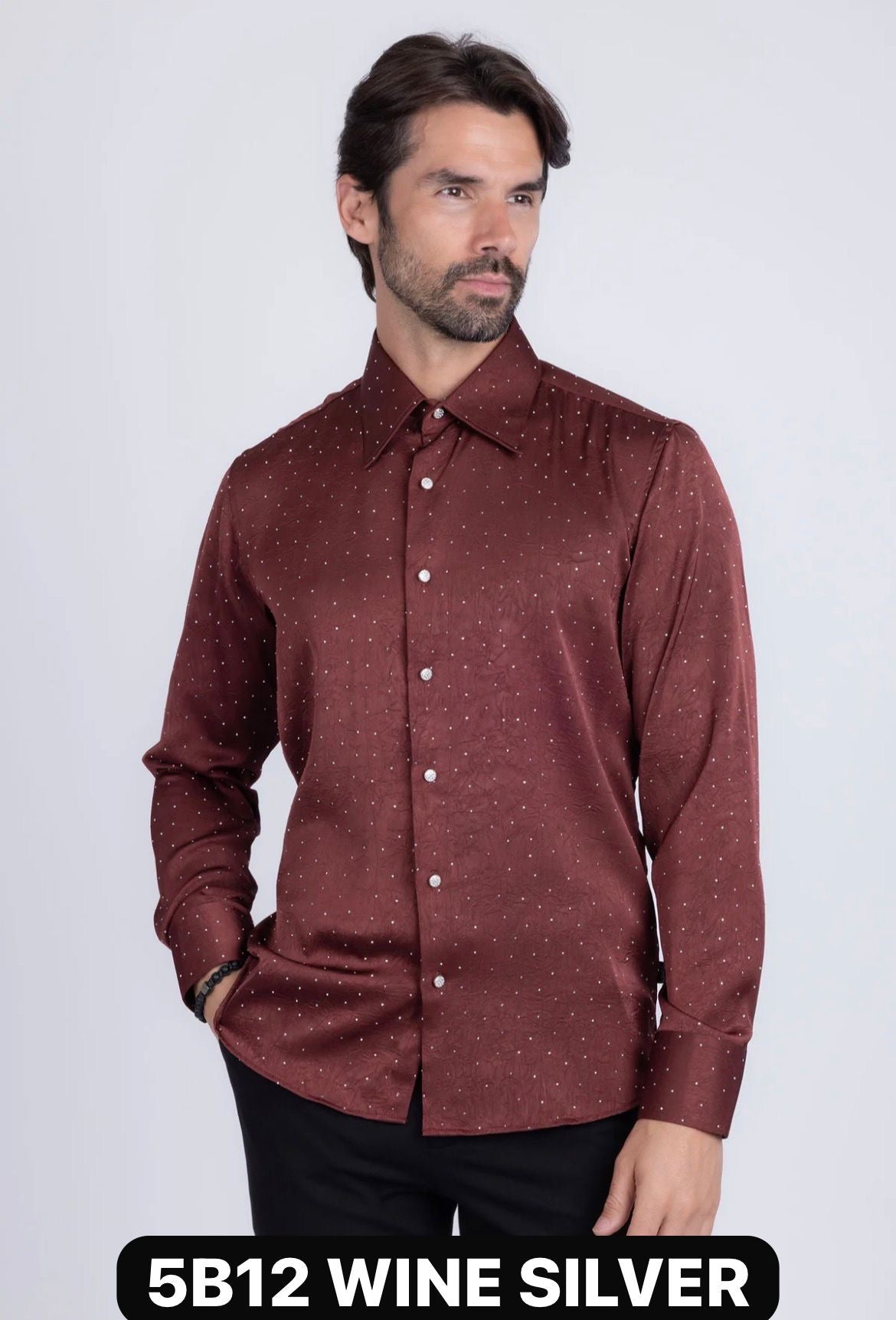 GLOSSY SLEEK TAILORED LONG SLEEVE  SHIRT