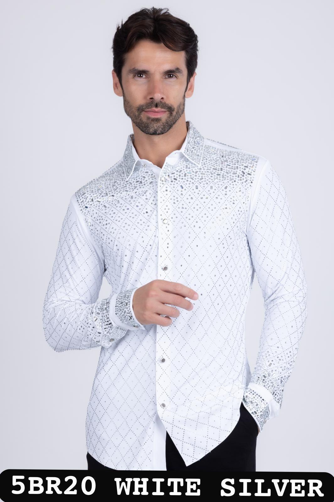 HEAVILY ADORNED ACCENTS LONG SLEEVES BUTTON UP SHIRT