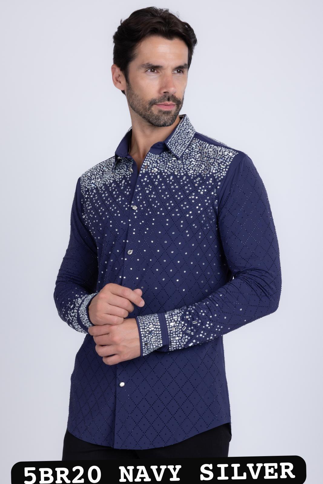 HEAVILY ADORNED ACCENTS LONG SLEEVES BUTTON UP SHIRT