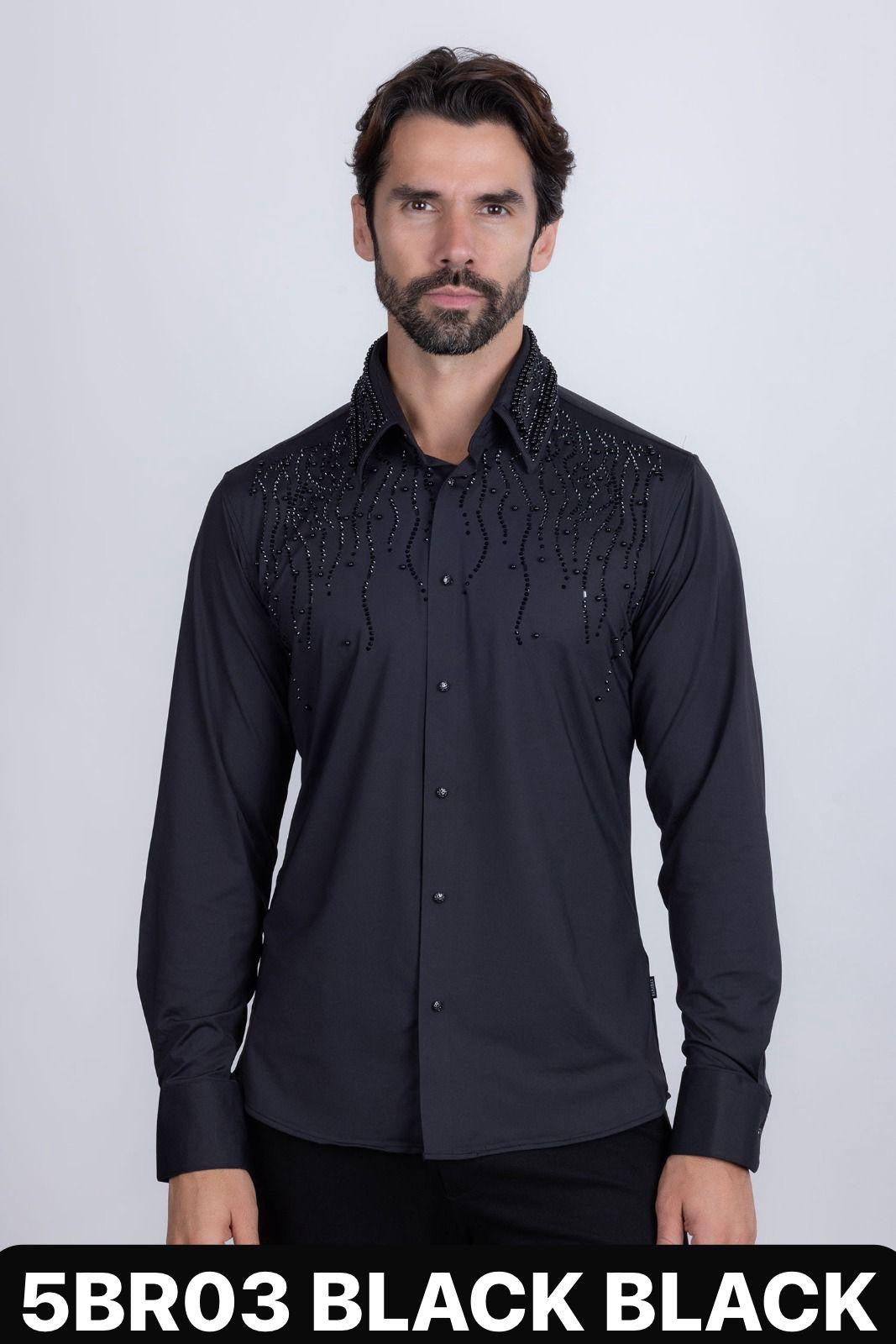 LONG SLEEVE RHINESTONE SHIRT