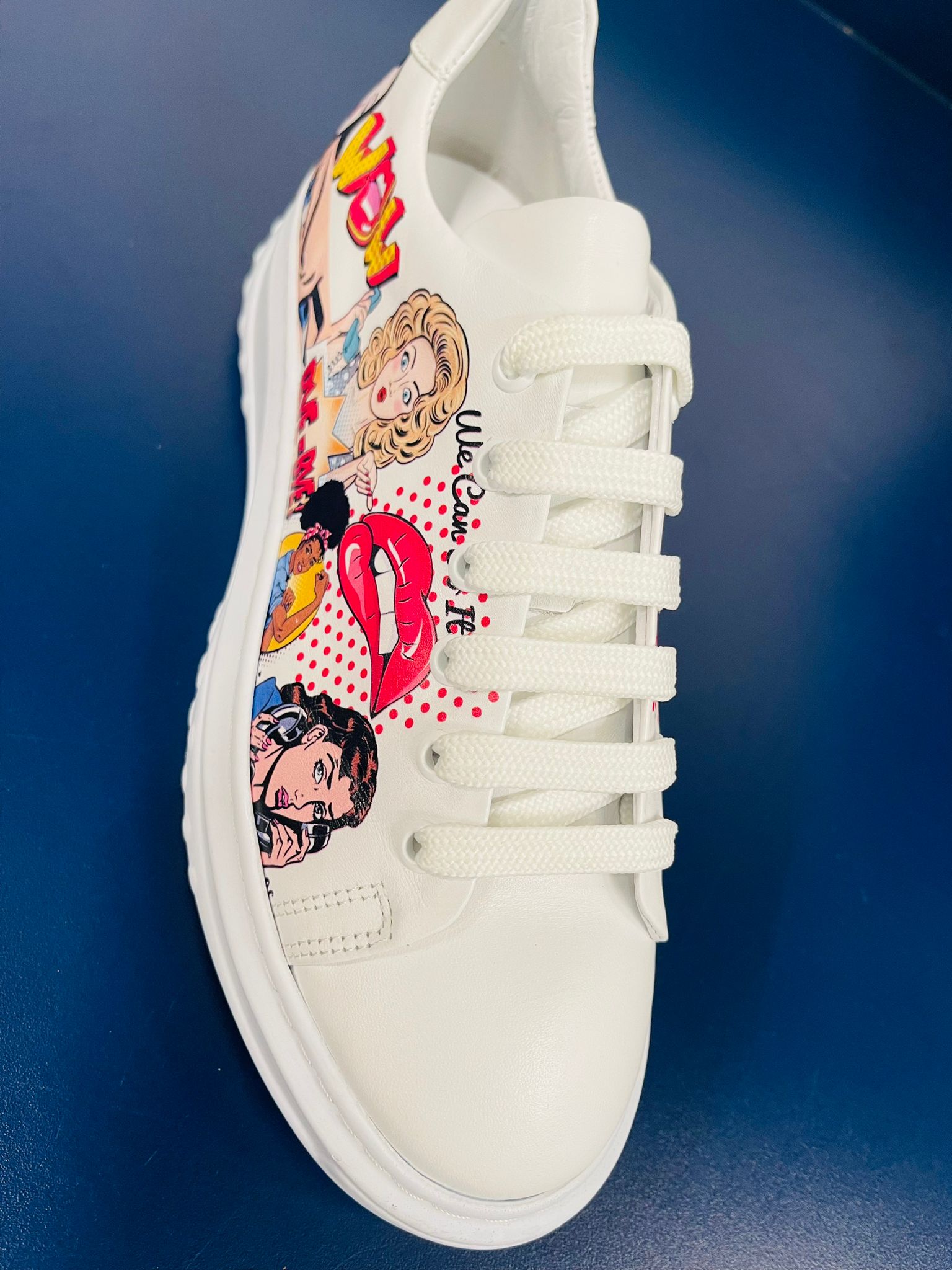 White Tennis Shoes With Barbie Design