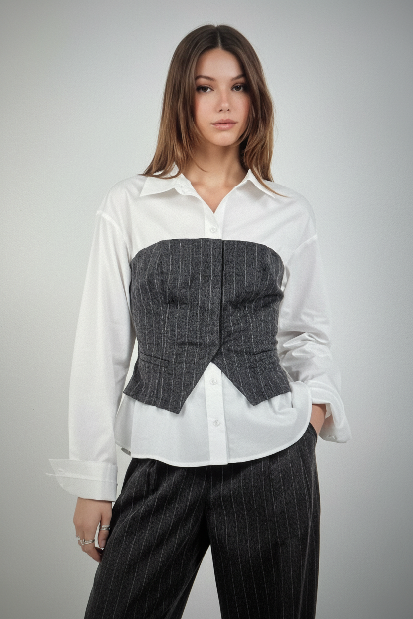 Enhanced fashion editorial photograph