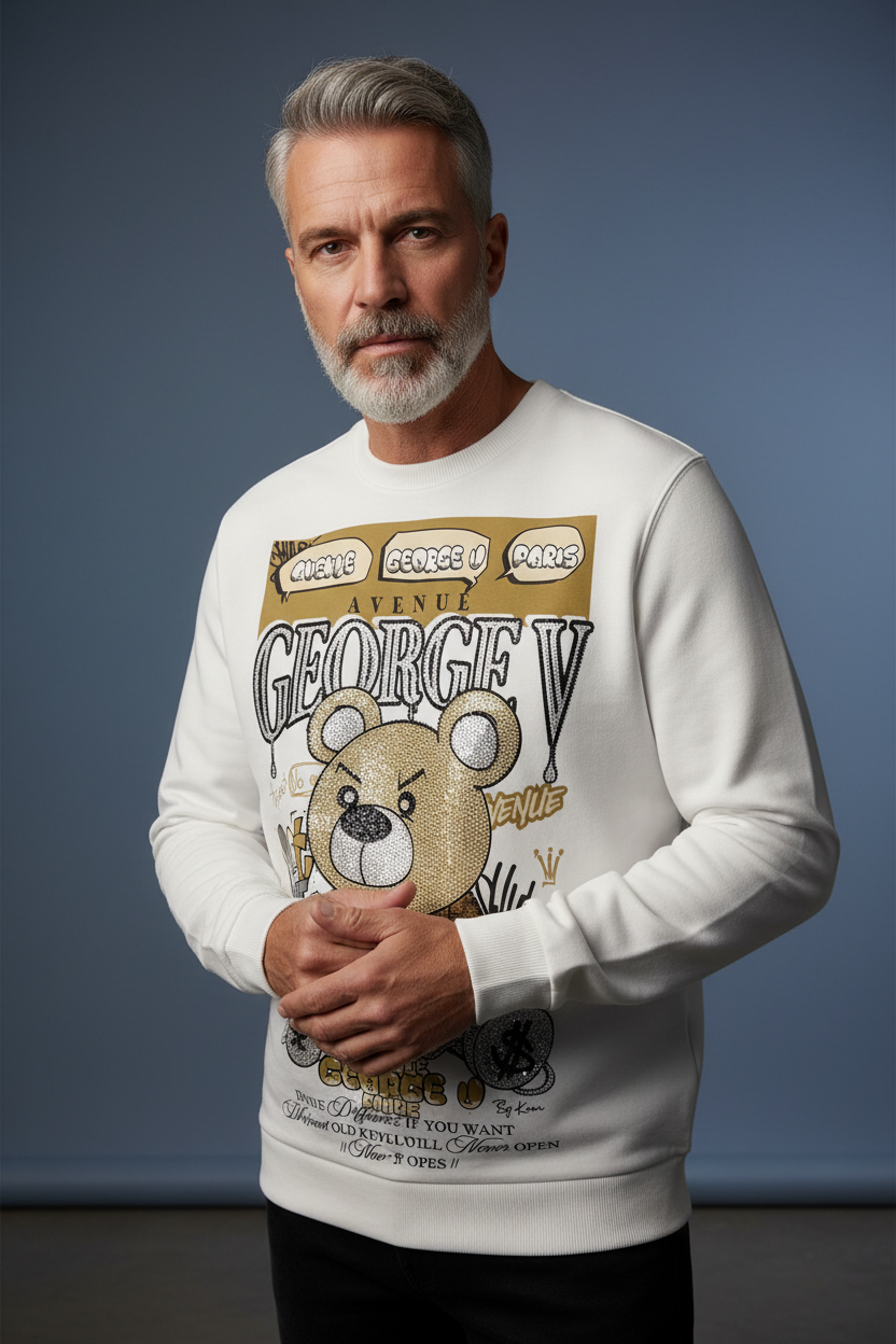 White TEDDY BEAR GEORGE V Sweater - Casual Refined